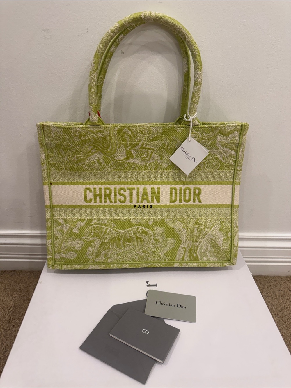 Dior Riviera Medium Book Tote Green  Limited Edition Toile de Jouy Canvas NWT